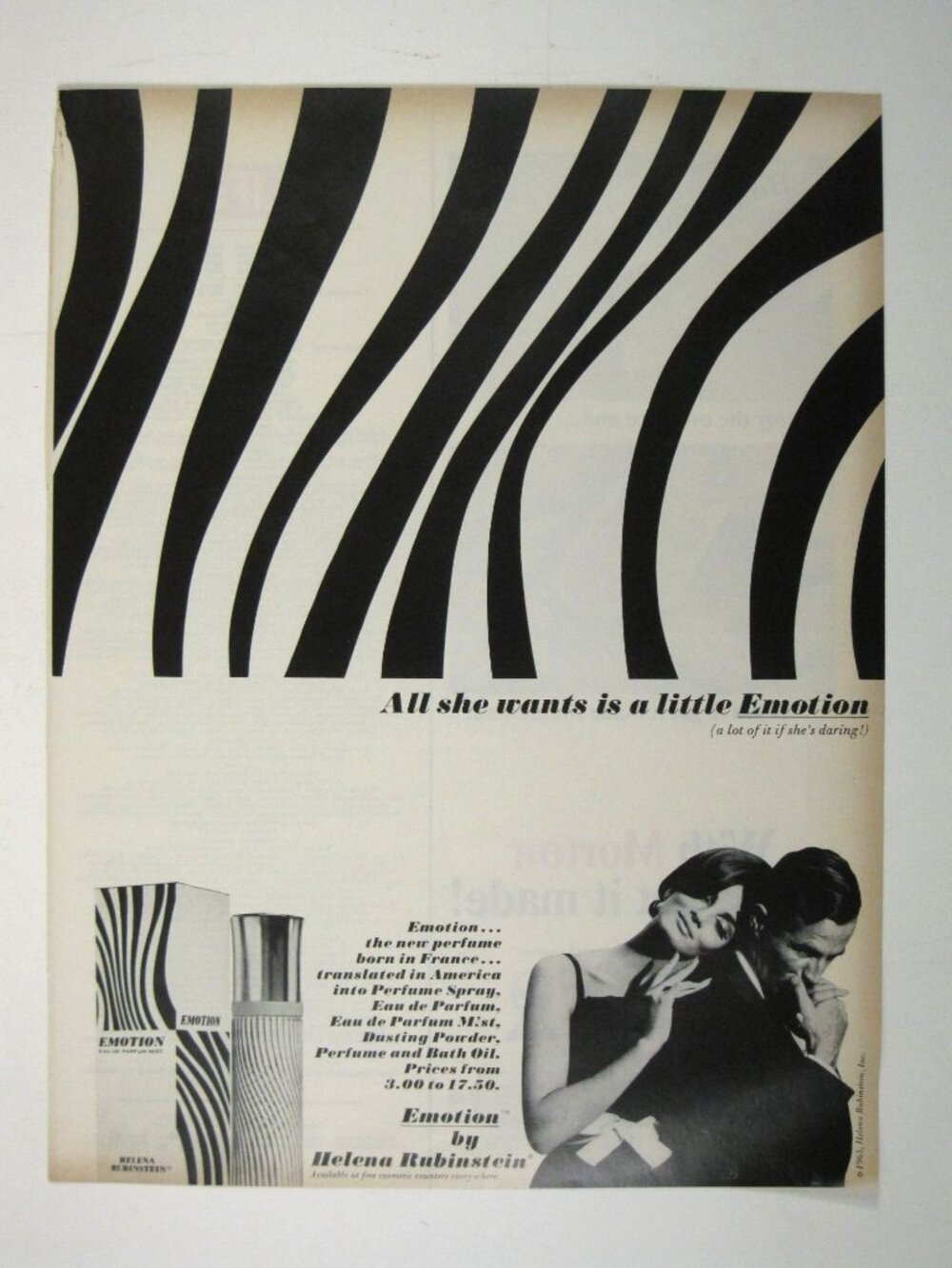All She Wants A Little Emotion Helena Rubinstein Perfume Ad Vintage 1965 Print